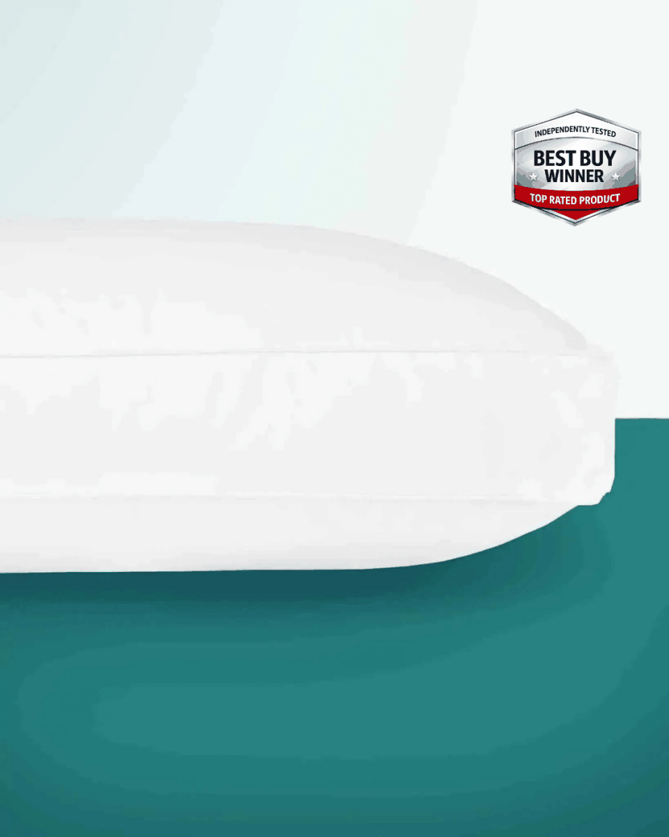 Ultimate Side Sleeper Pillow by Kally Sleep with shaped design, breathable cotton cover, and supportive hollowfibre filling for side sleepers