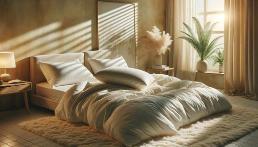 Kally Sleep ergonomic pillow with soft pillowcase on bed showcasing ergonomic pillows from Kally Sleep