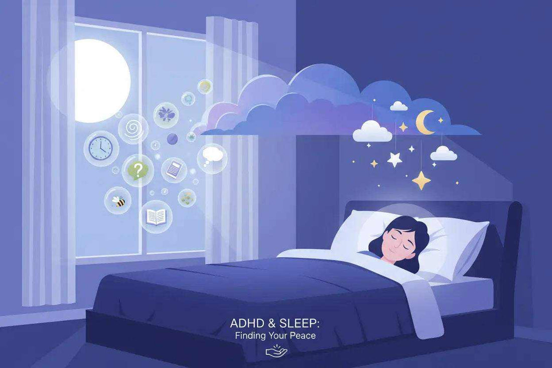 Infographic illustrating the impact of ADHD on sleep patterns and common coexisting sleep disorders in 2026
