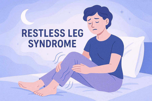 Diagram illustrating Restless Legs Syndrome symptoms and management tips for better sleep