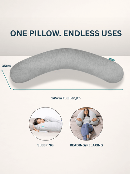 Soft cotton body pillowcase with zipper closure for full-length pillows