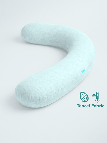Cooling body pillow with breathable, ergonomic design for temperature regulation and full-body support