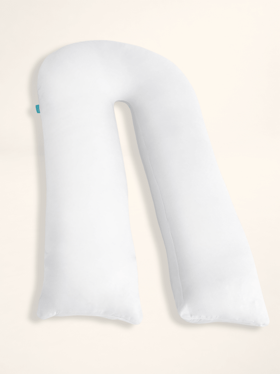 U-shaped pregnancy pillow providing full body support and comfort for expectant mothers