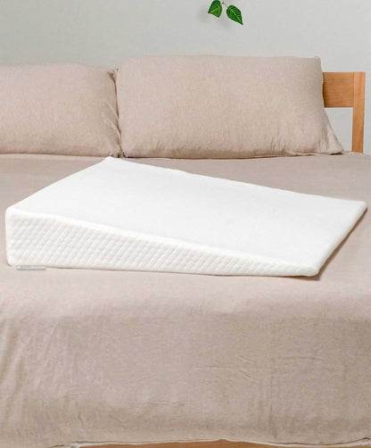 Acid reflux wedge pillow with angled memory foam design and breathable washable cover for supportive elevation and heartburn relief
