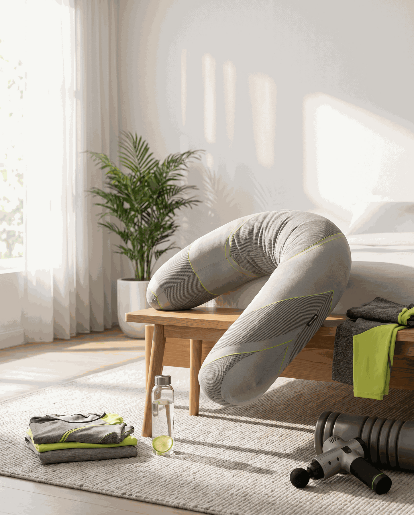 Kallysleep Sports Recovery Body Pillow with ergonomic hollowfibre support and removable washable cover